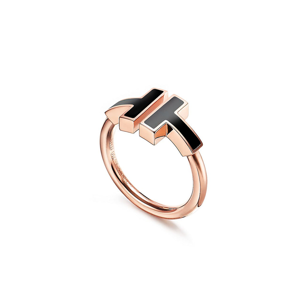 18K Tiffany Black Onyx Wire Ring
