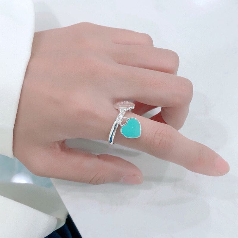 18K Tiffany Round & Heart Tag Ring