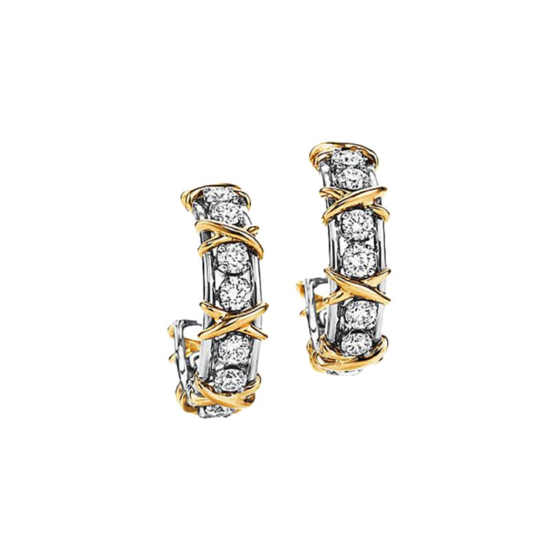 18K Tiffany Schlumberger Twenty Stone Hoop Earrings