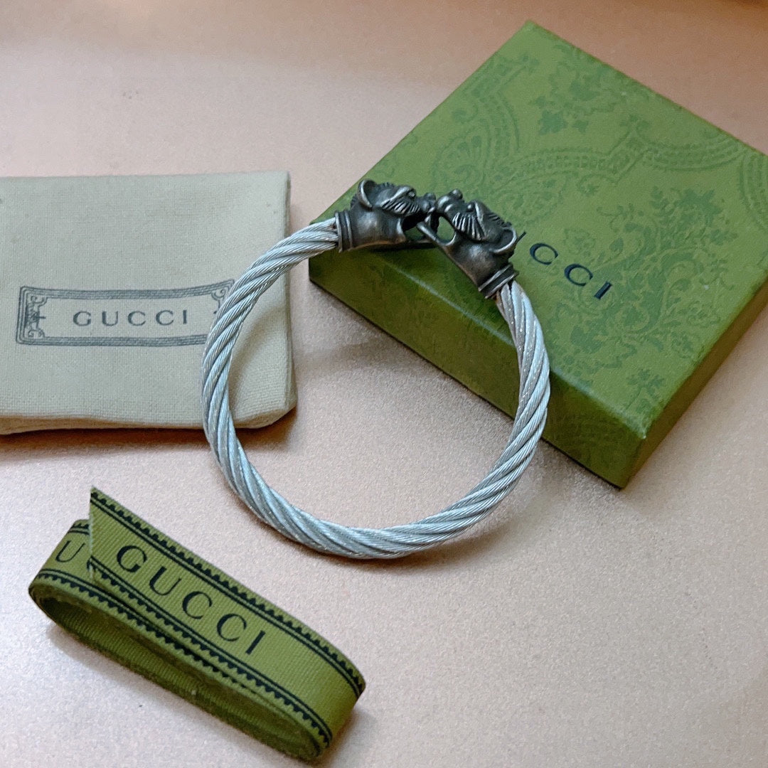 Double Gucci Double Tiger Head Vintage Bracelet